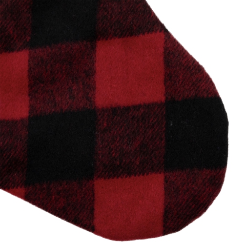 23" Black and Red Rustic Buffalo Plaid Christmas Stocking