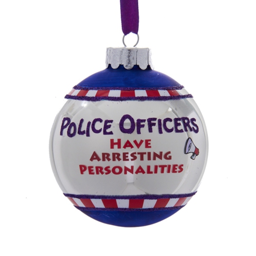 3ct Glittered Police Officers Have Arresting personalities Christmas Ball Ornament 3"