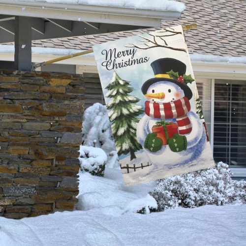 Merry Christmas and Snowman Outdoor Garden Flag 28" x 40"