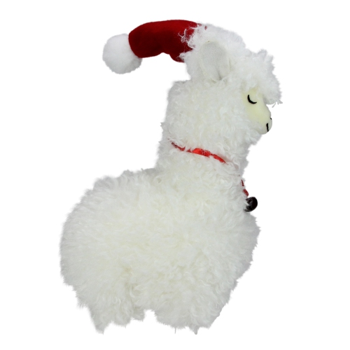 13" Plush Standing Llama with Jingle Bell Necklace Christmas Tabletop Figure