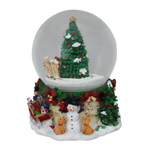 6.5" Musical and Animated Santa on Sleigh Rotating Christmas Snow Globe