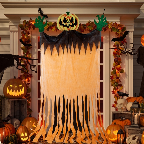 11' Scary Jack-o'-Lantern with Monster Hands Hanging Halloween Decoration