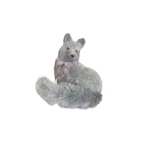 DIVA AT HOME  8.75" Gray Glittered Fox Christmas Tabletop Decoration In Light Blue