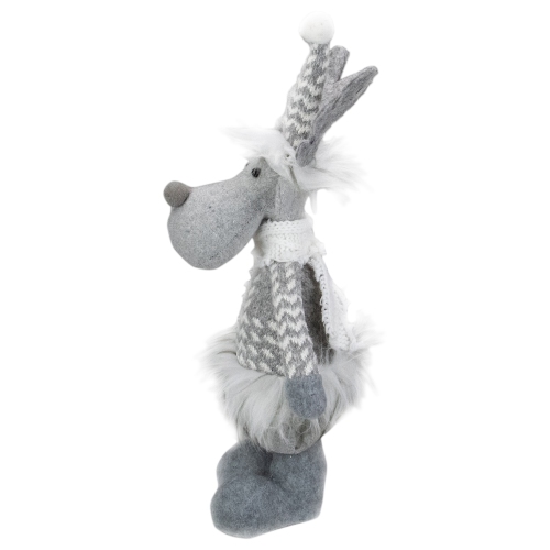 12-Inch Gray and White Standing Tabletop Moose Christmas Figure