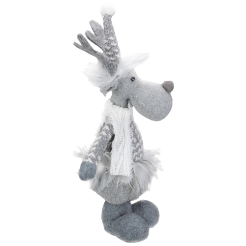 12-Inch Gray and White Standing Tabletop Moose Christmas Figure