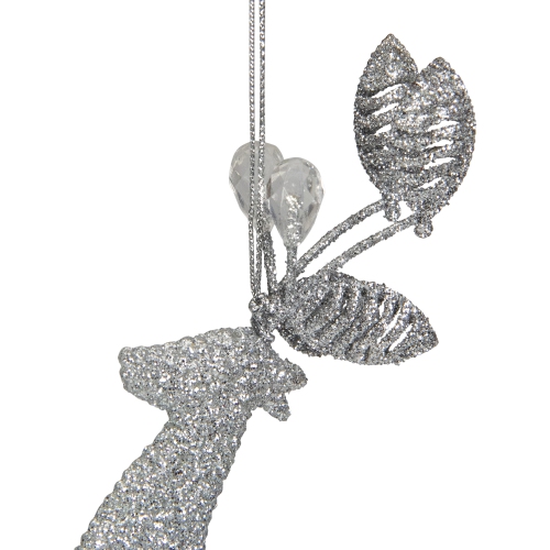 5.5" Silver Glitter Leaping Reindeer Christmas Ornament