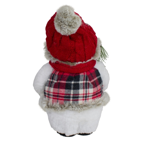 10" Plush Snowman Wearing Plaid Vest and Hat Christmas Figure