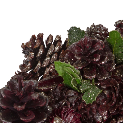 13" Red and Gold Glittered Pine Cone and Berry Christmas Wreath