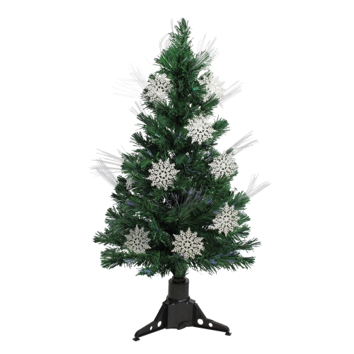 DAK  3' Pre-Lit Fiber Optic Artificial Christmas Tree With Snowflakes - Multi In White