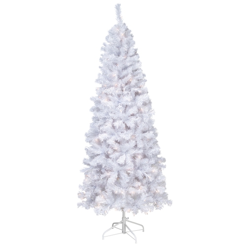 6.5' Pre-Lit Pencil White Winston Pine Artificial Christmas Tree - Clear Lights