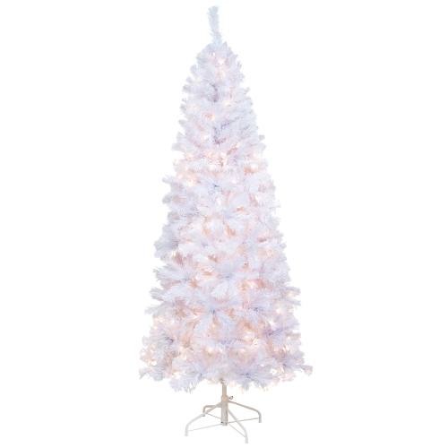 6.5' Pre-Lit Pencil White Winston Pine Artificial Christmas Tree - Clear Lights