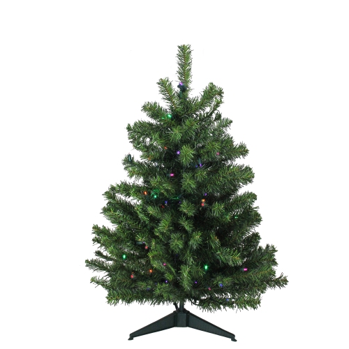NORTHLIGHT  3' Pre-Lit Full Canadian Pine Artificial Christmas Tree - Multicolor Led Lights