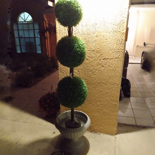 60" Triple Sphere Artificial Boxwood Topiary Potted Plant