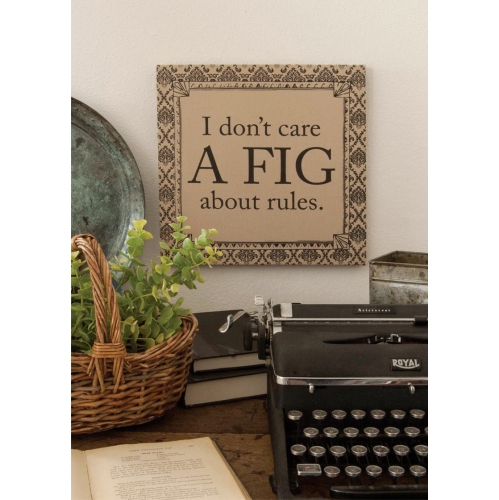 14.5" Downton Abbey Life "Don't Care a Fig About Rules" British Decorative Damask Hanging Wall Art