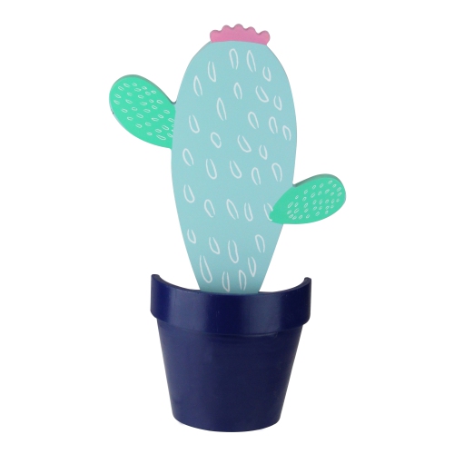 GERSON  12" And White Embellished Wood Cactus Wall Decoration In Blue