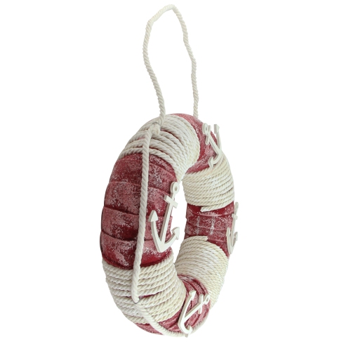 14" Life Preserver with Rope and Anchor Detail Wall Decor