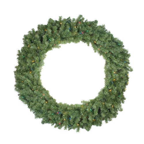 Pre-Lit Canadian Pine Artificial Christmas Wreath - 48-Inch, Multicolor Lights