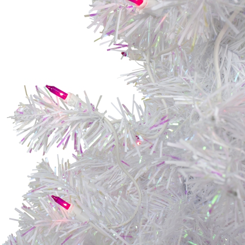 2' Pre-lit Rockport White Pine Artificial Christmas Tree, Pink Lights