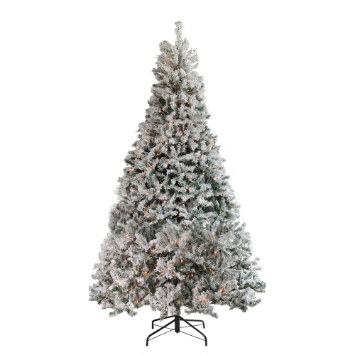 7.5' Pre-Lit Heavily Flocked Medium Pine Artificial Christmas Tree - Clear Lights