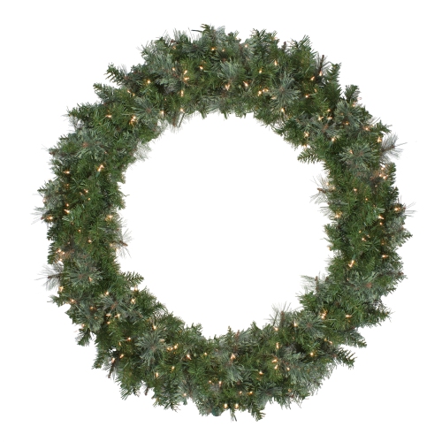 Pre-Lit Mixed Cashmere Pine Artificial Christmas Wreath - 48-Inch, Clear Lights