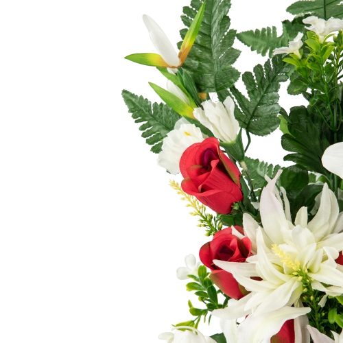 26" Dahlia, Lily and Rose Artificial Silk Floral Half Bouquet