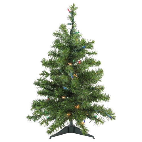 2' Pre-Lit Medium Canadian Pine Artificial Christmas Tree, Multi Lights