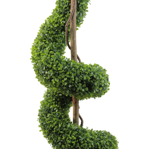 56" Potted Two-Tone Artificial Boxwood Spiral Topiary Tree