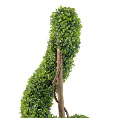 56" Potted Two-Tone Artificial Boxwood Spiral Topiary Tree