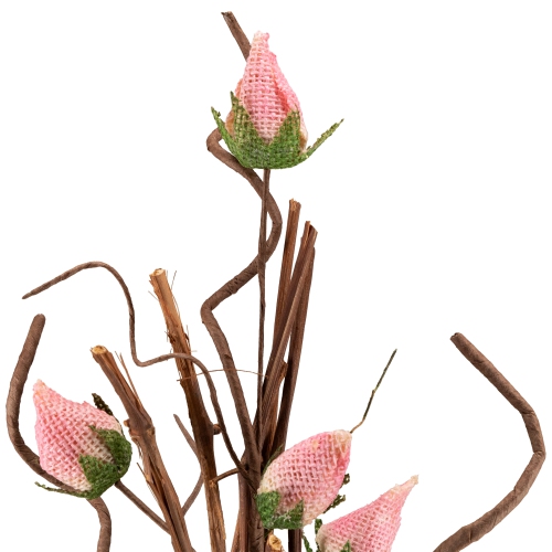 33" Cream White and Pink Artificial Spring Floral Pick