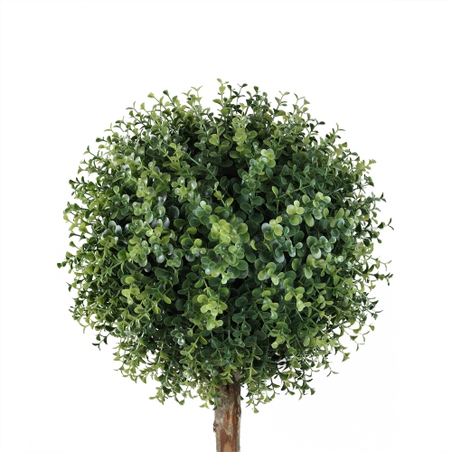 55.5" Potted Two-Tone Artificial Boxwood Double Ball Topiary Tree