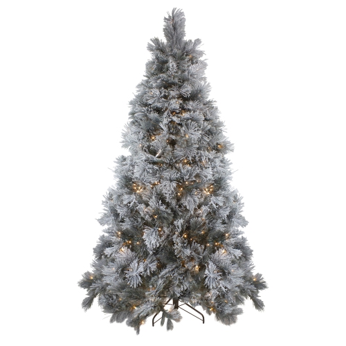 NORTHLIGHT  7.5' Pre-Lit Spruce Artificial Christmas Tree - Clear Led Lights In Black