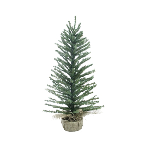 Mini sapin de Noël artificiel en toile de jute traditionnelle de 24 po, moyen, vert, sans lumières