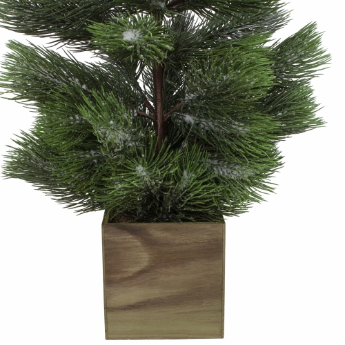 3' Snowy Pine Artificial Christmas Tree in Wooden Pot - Unlit