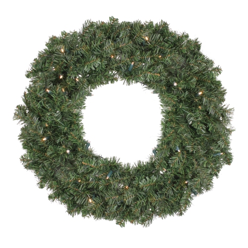 NORTHLIGHT  Pre-Lit Battery Operated Canadian Pine Artificial Christmas Wreath - 24-Inch, Clear Lights