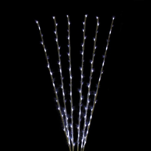 Set of 6 Branch Spray Driveway Pathway Markers - 8 ft, Pure White LED Lights