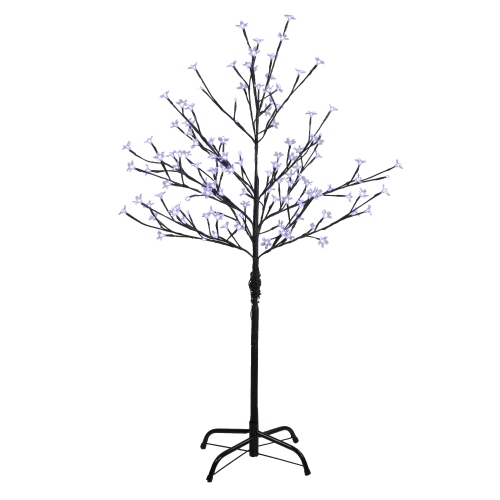 4' Pre-Lit Artificial Cherry Blossom Flower Tree - Pure White LED Lights