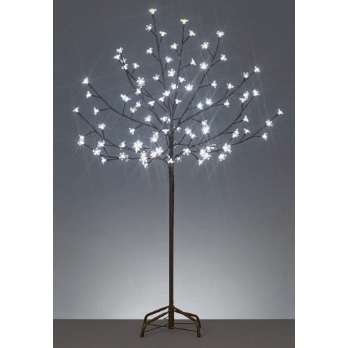 4' Pre-Lit Artificial Cherry Blossom Flower Tree - Pure White LED Lights