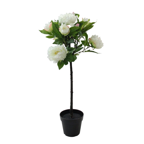 31" White and Green Blooming Peony Flower Artificial Plant