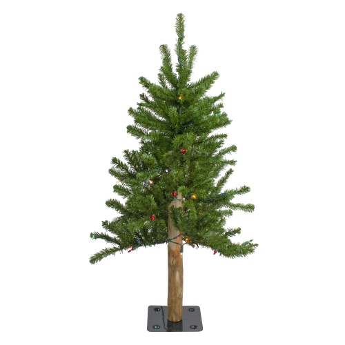 NORTHLIGHT  3' Pre-Lit Alpine Artificial Christmas Tree - Multi Lights
