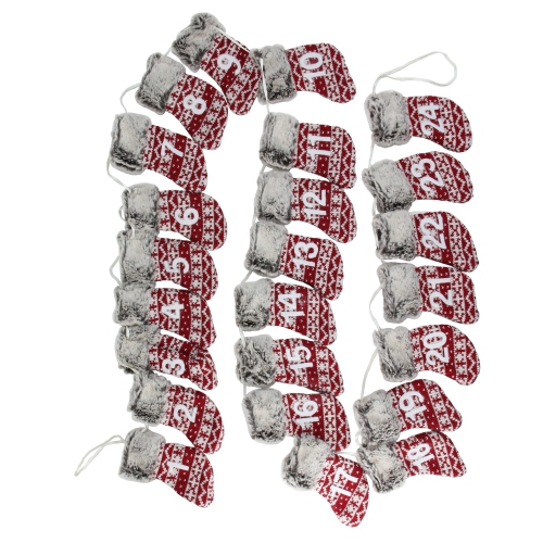 7.8' x 5" Red and Gray Countdown Christmas Stocking Garland - Unlit
