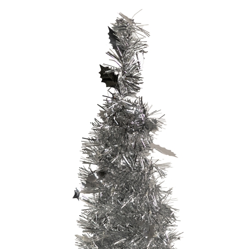 6' Silver Tinsel Pop-Up Artificial Christmas Tree, Unlit