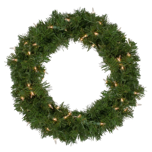 NORTHLIGHT  18" Deluxe Windsor Pine Artificial Christmas Wreath - Clear Lights