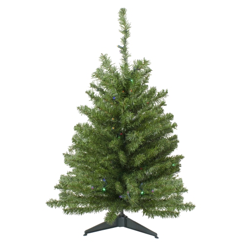 NORTHLIGHT  3' Pre-Lit Led Medium Canadian Pine Artificial Christmas Tree - Multicolor Lights