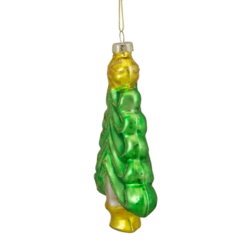 5.25" Green and Gold Glass Christmas Tree Hanging Ornament