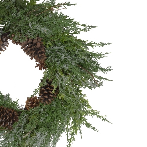 Frosted Cedar and Pine Cone Artificial Christmas Wreath - 26-Inch, Unlit