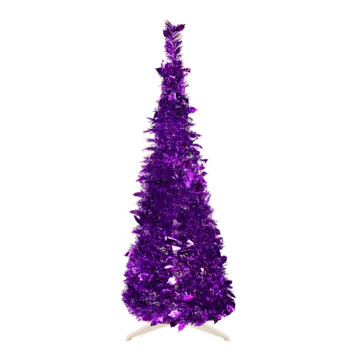 NORTHLIGHT  4' Tinsel Pop-Up Artificial Christmas Tree, Unlit In Purple