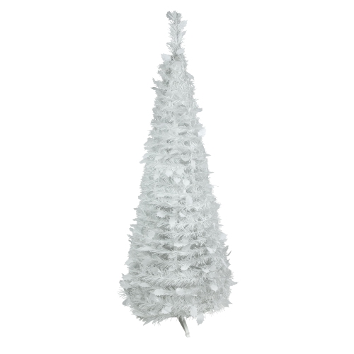NORTHLIGHT  6' Tinsel Pop-Up Artificial Christmas Tree, Unlit In White