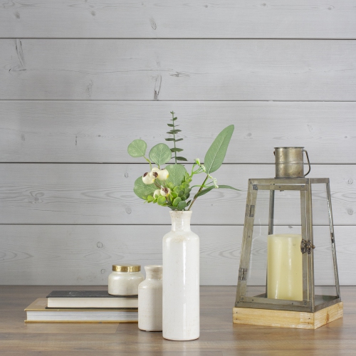 19" Eucalyptus Leaf and White Berry Floral Spring Pick