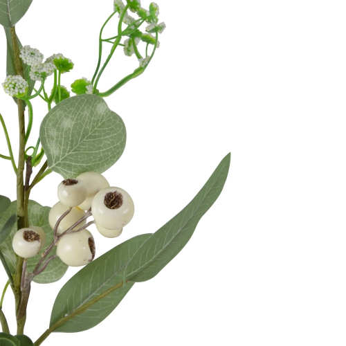 19" Eucalyptus Leaf and White Berry Floral Spring Pick