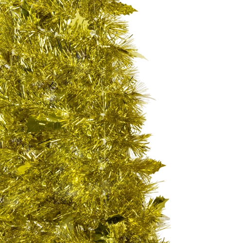 6' Gold Tinsel Pop-Up Artificial Christmas Tree, Unlit